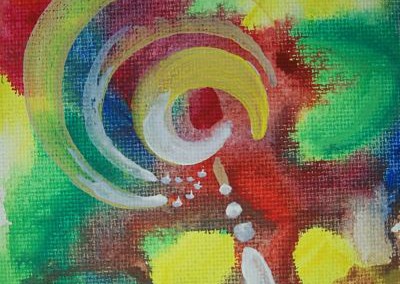 Colorful spinning abstract painting by Cynthia Hallstrom